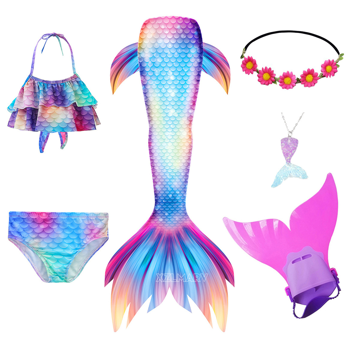 6Pcs/set Ariel Girls Swimming  - đánh giá và giá Flippers Swimming